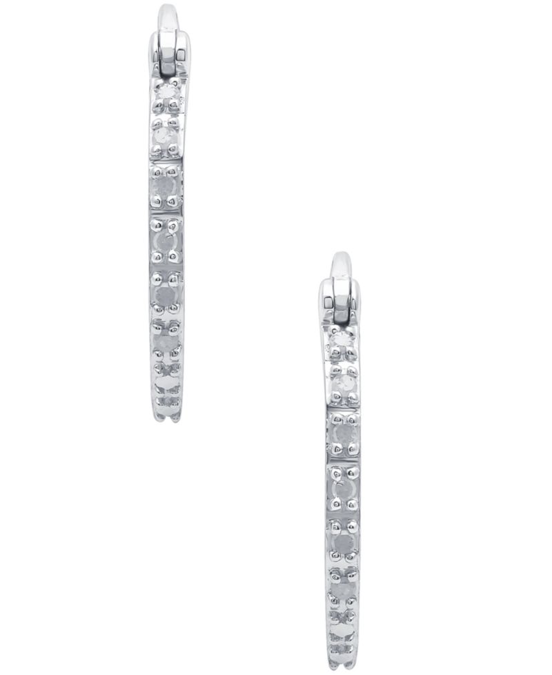 Diamond Hoop Earrings (1/10 ct. t.w.) in Sterling Silver