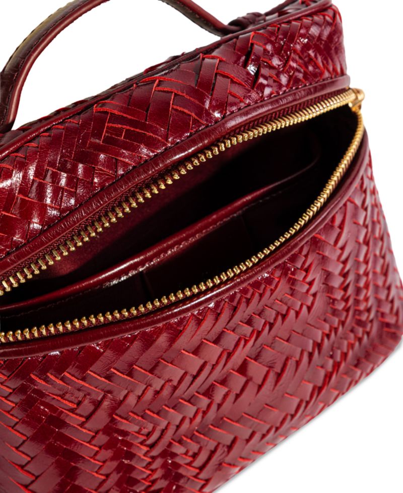 Charli Woven Leather Small Top Handle Crossbody Handbag