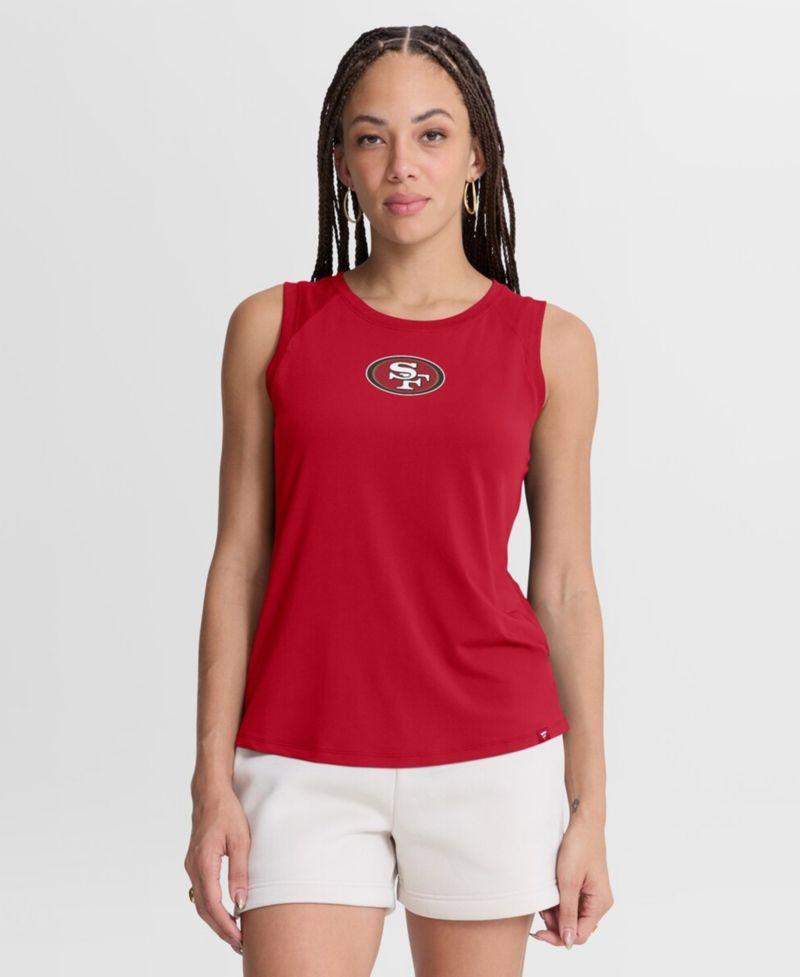 Women's Scarlet San Francisco 49ers Draped Mesh Back Performance&iquest; Tank Top