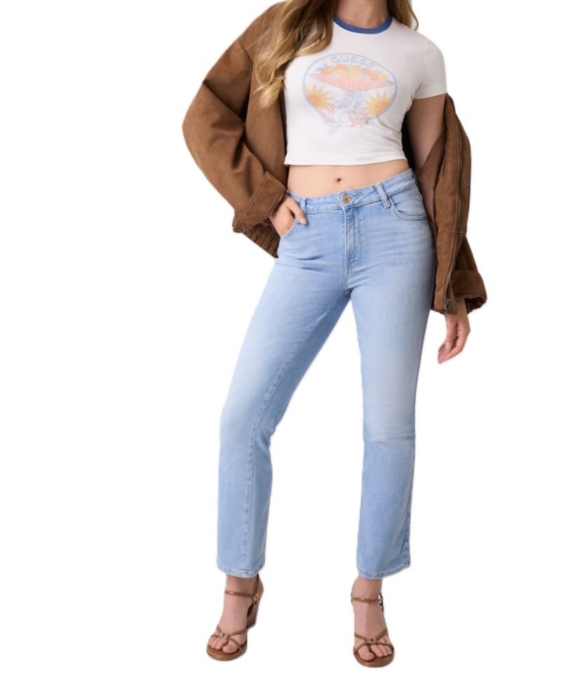 Women's Straight-Leg Mid-Rise Cotton-Blend Denim Jeans