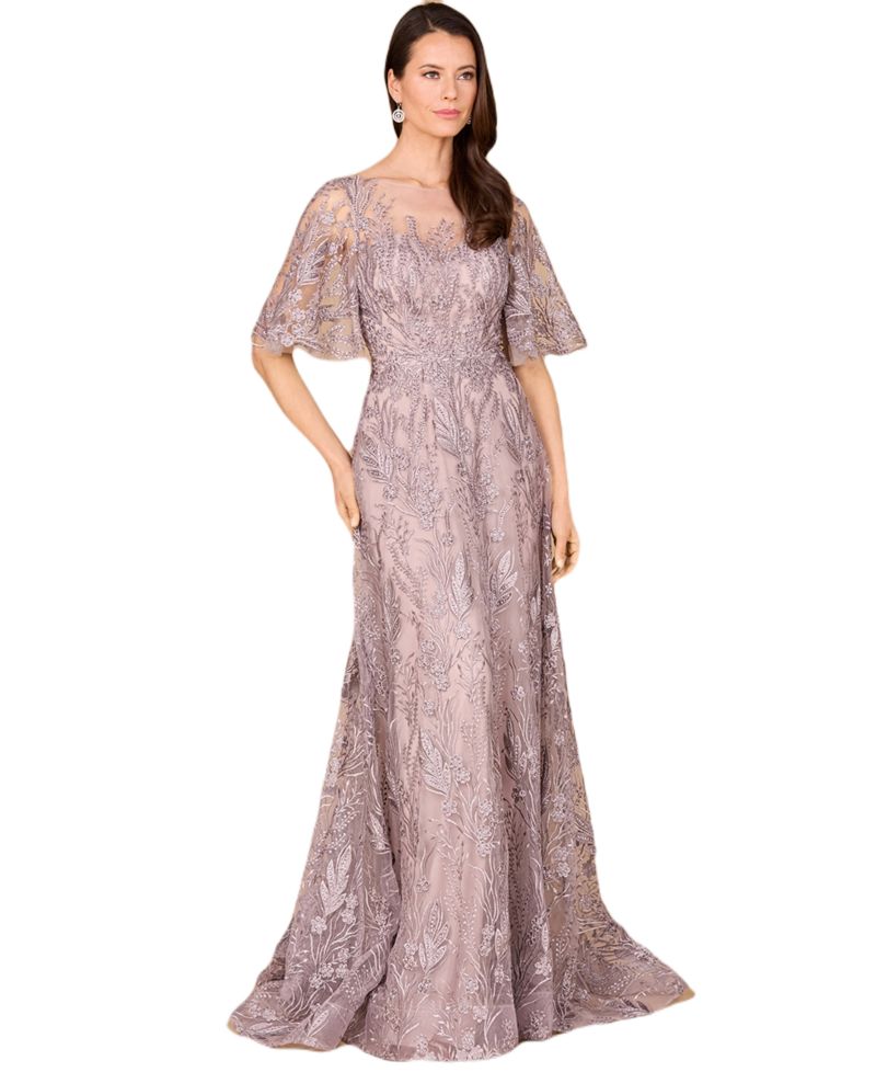 Women's Modest, Cape Sleeve A-line Gown