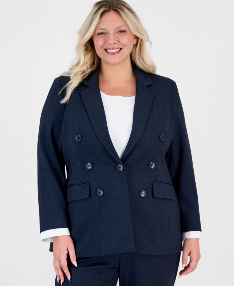 Plus Size Double-Breasted Notch-Collar Blazer