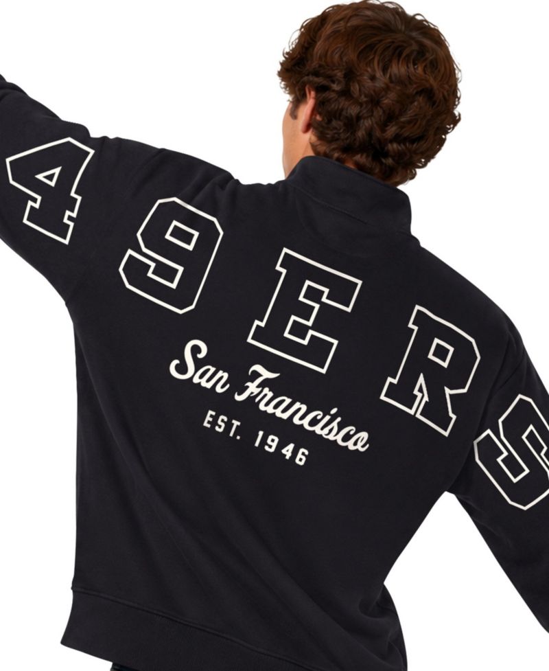 Men's Black San Francisco 49ers Thursday Night Gridiron Batwing Quarter-Zip Sweatshirt