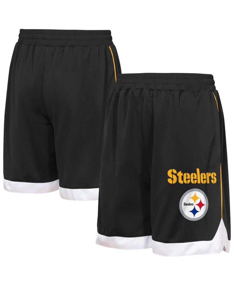 Big Boys and Girls Black Pittsburgh Steelers All Star Mesh Shorts