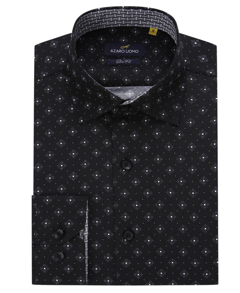 Men's Business Geometric Long Sleeve Button Down Shirt