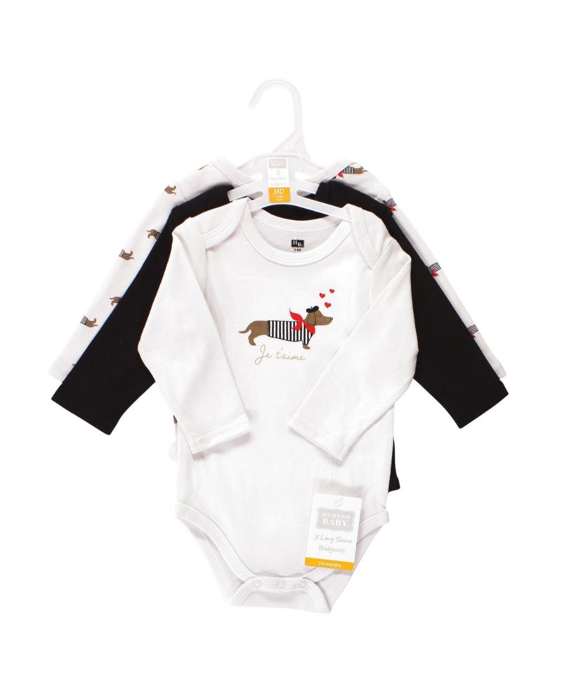 Baby Girls Hudson Essential All-Cotton Long-Sleeve Bodysuit Triple Pack