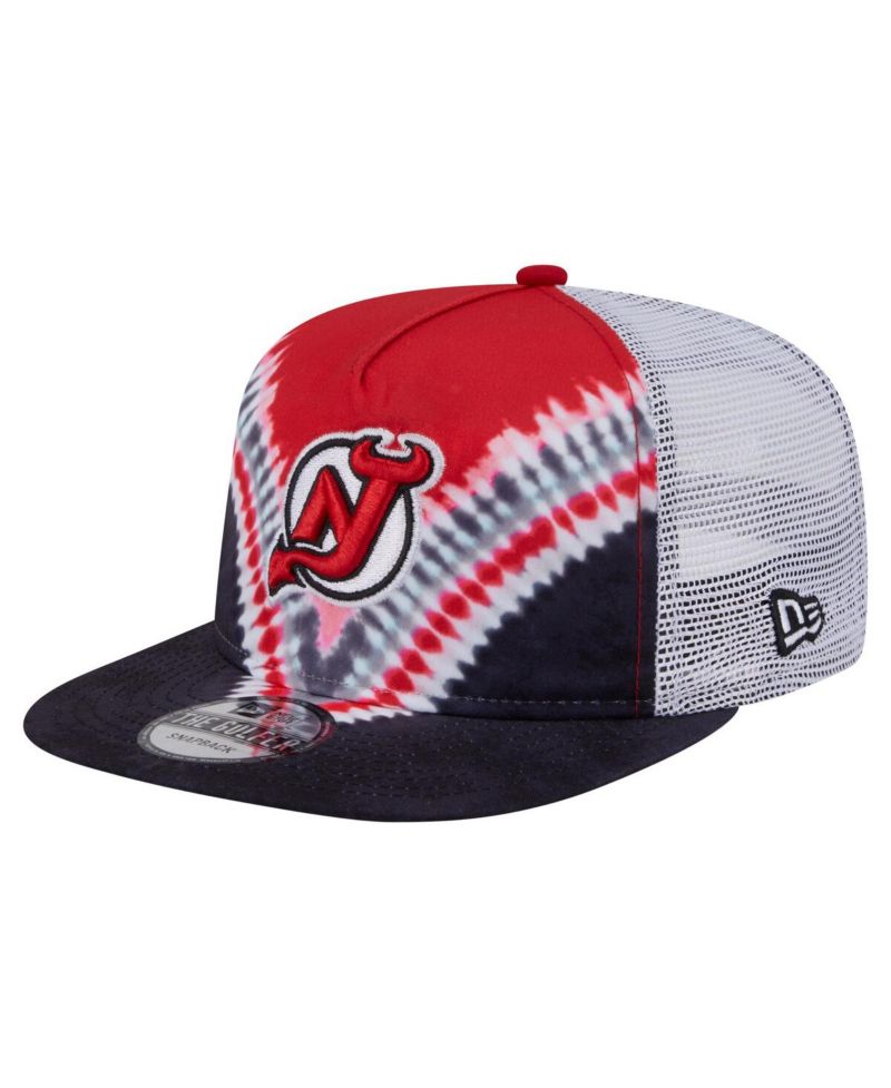 Men's Black/Red New Jersey Devils Throwback V-Dye Adjustable Golfer Hat