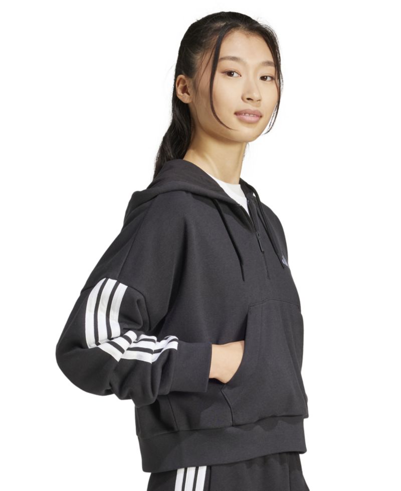 Women's Essentials 3-Stripes French Terry Quarter-Zip Hoodie