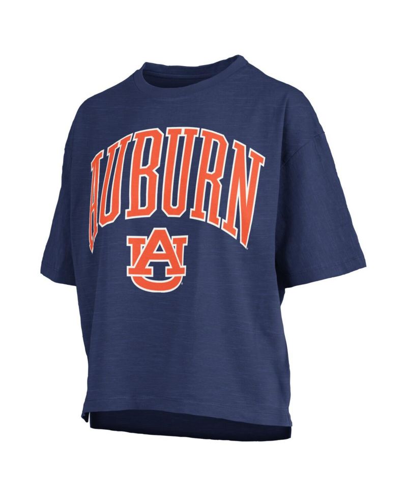 Women's Navy Auburn Tigers Nelson Arch Over Logo Waist Length Oversized Slub T-Shirt