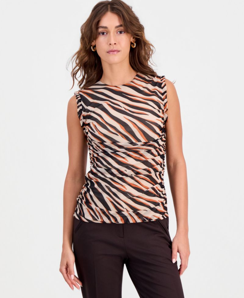 Women's Animal-Print Mesh Top