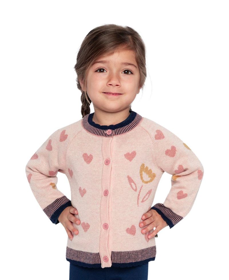 Little and Big Girl (6-8) Knitted Jacquard Cardigan