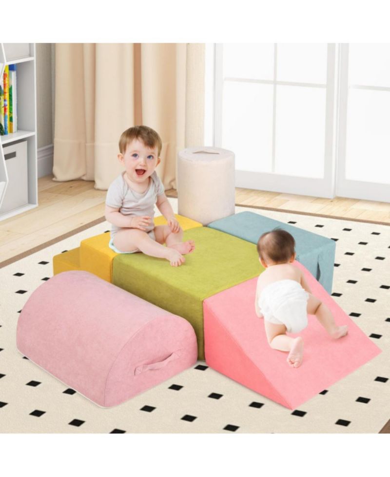 6 Pieces Baby Climbing Blocks with 30D High-Density Foam and Carrying Handles