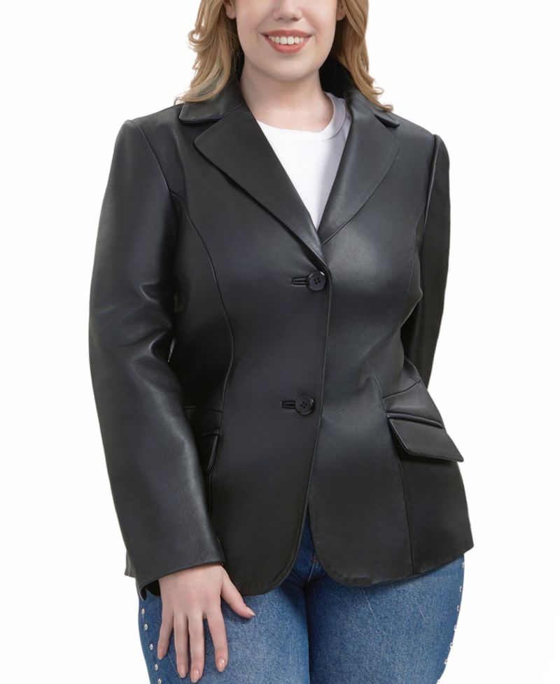 Plus Size Ruth Leather Blazer Jacket