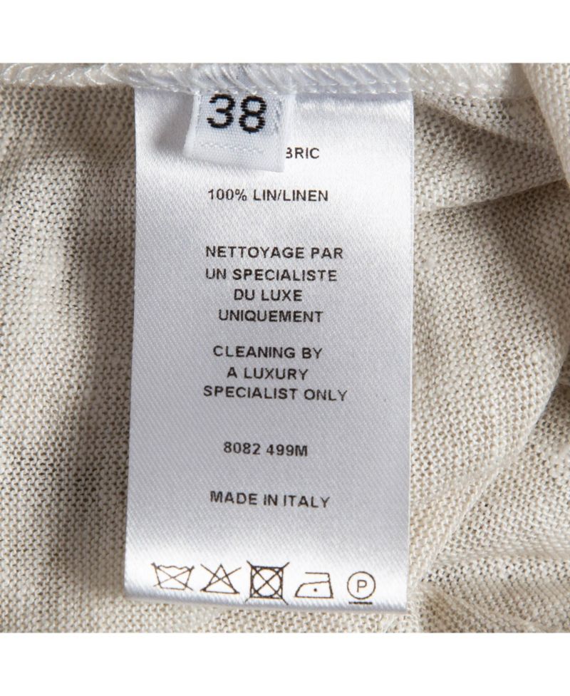 Women's Off-White Linen Knit Lace-Up Top
