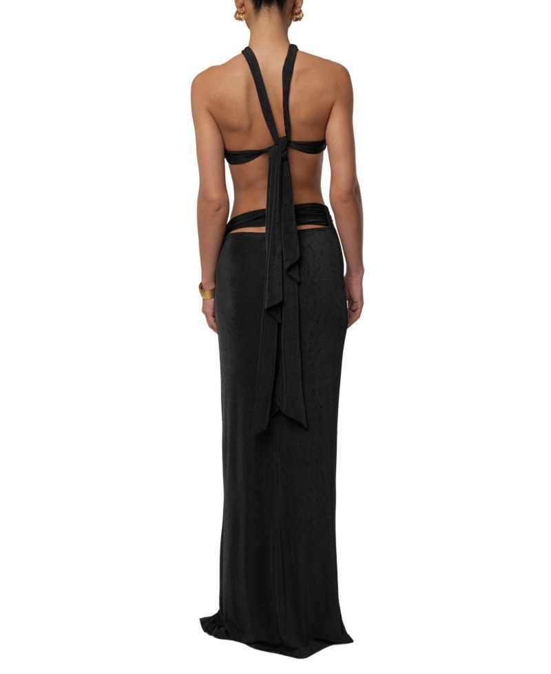 Women's City After Dark Open-Back Thigh-High Slit Halter Top and Maxi Skirt, 2-Piece Set