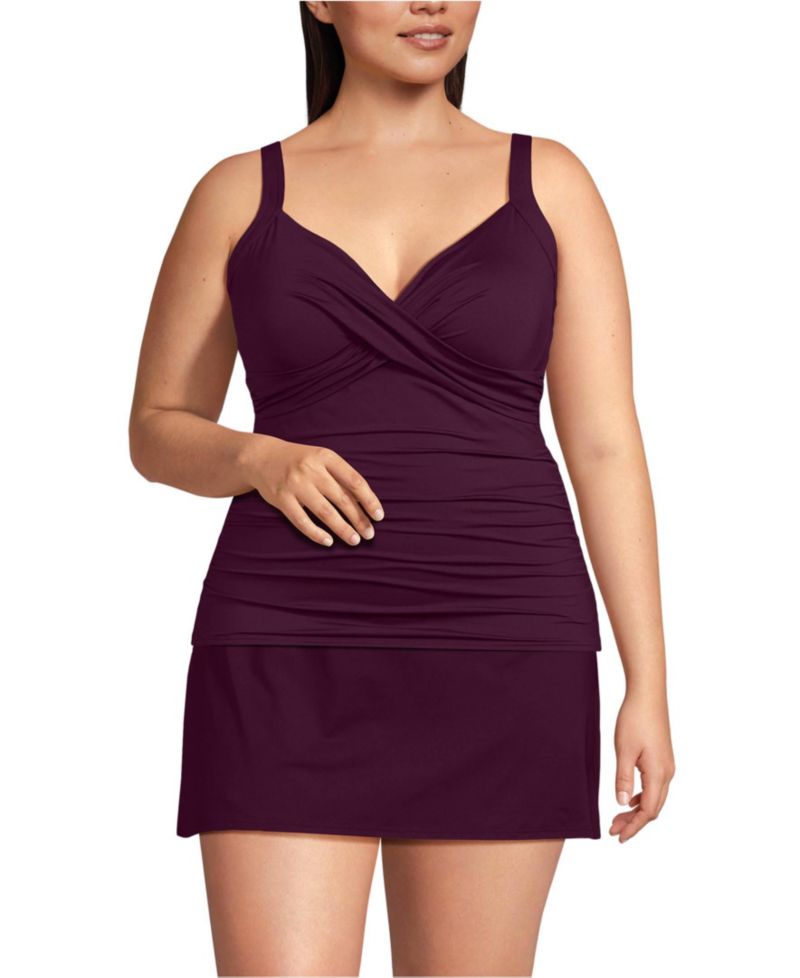 Plus Size DDD-Cup Sweetheart Wrap Underwire Tankini Top