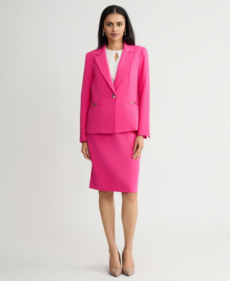 Petite Women's One-Button Chain-Trim Blazer