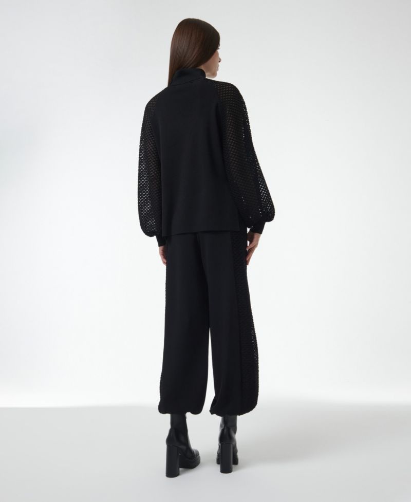 Women's Mesh Sleeve Knitted Sweater