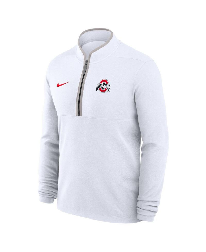 Men's White Ohio State Buckeyes Courtside Victory Dri-FIT Half-Zip Pullover Sweatshirt