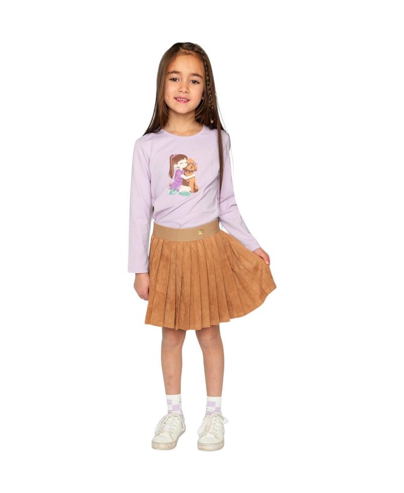 Big Girls (6-12) Long Sleeve Cotton T-Shirt Lavender