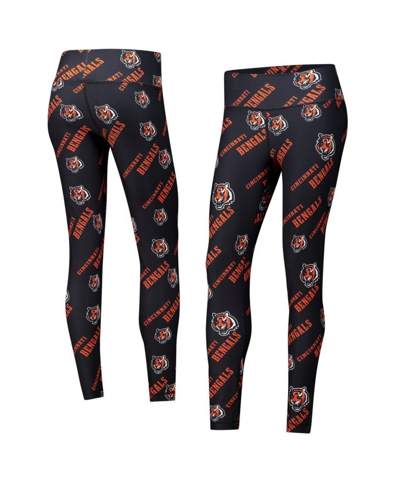 Women's Black Cincinnati Bengals Breakthrough Allover Print Knit Sleep Leggings