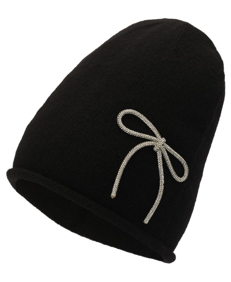 Women's Embellished Bow Knit Beanie