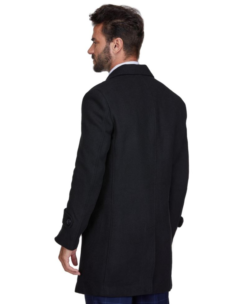 Мужское двубортное пальто-бушлат из полушерстяной ткани Peacoat