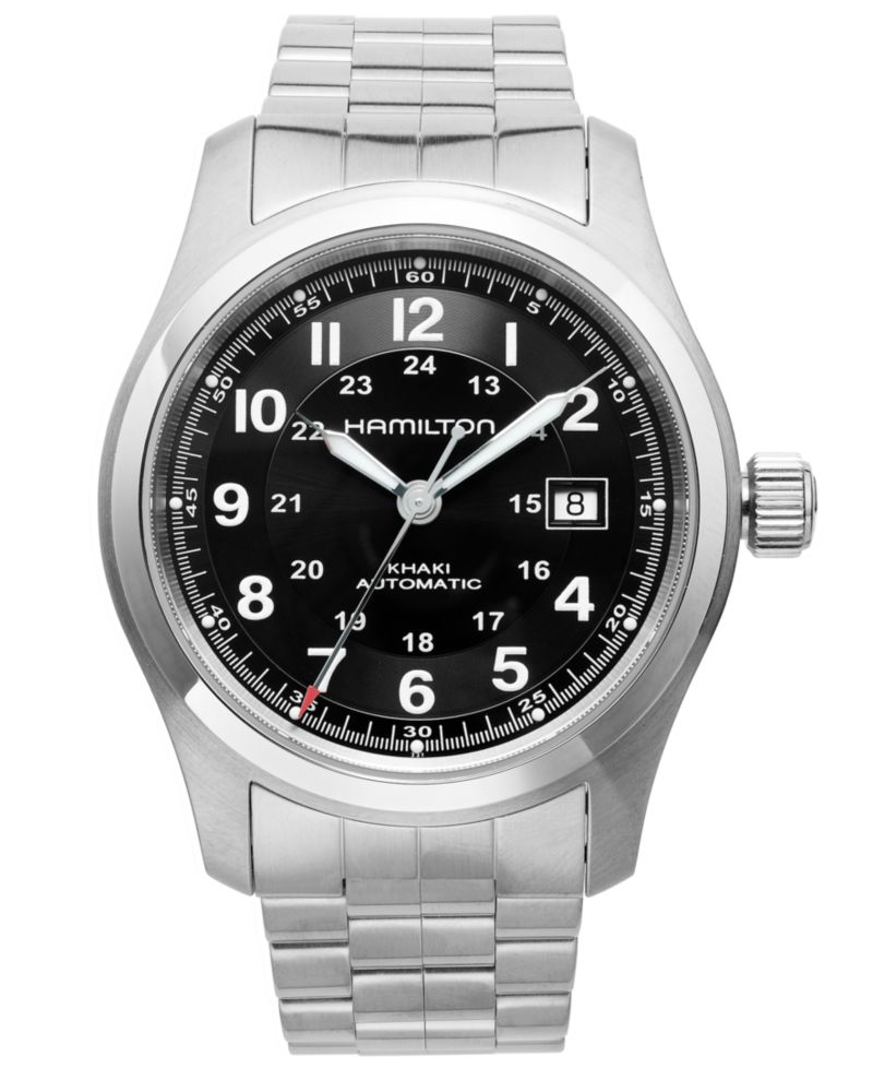 Watch, Men's Swiss Automatic Khaki Field Stainless Steel Bracelet 42mm H70515137