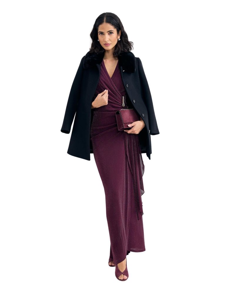 Women's Alexis Shimmering Flutter-Sleeve Wrap Maxi Dress