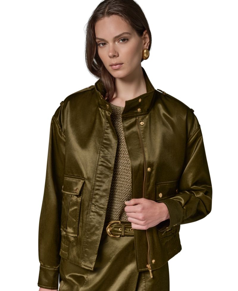 Women's Glazed Cotton Zip-Front Jacket