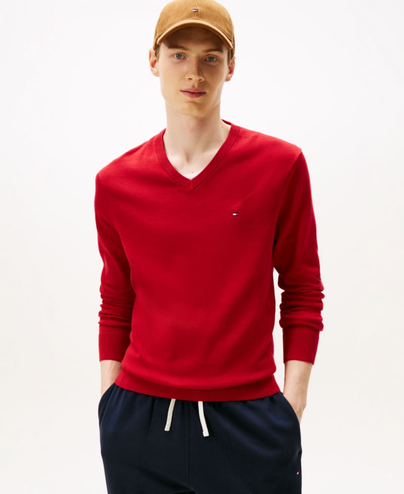 Men's Essential Cotton V-Neck Sweater