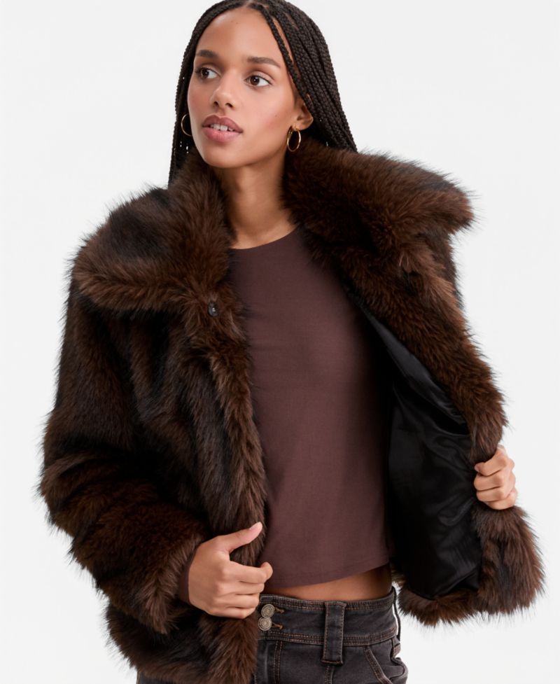 Women's Faux-Fur Collared Coat
