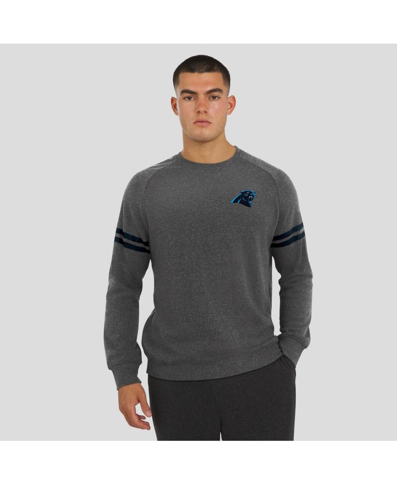 Men's Dark Heather Gray Carolina Panthers Players Lounge Raglan Tri-Blend Sweatshirt