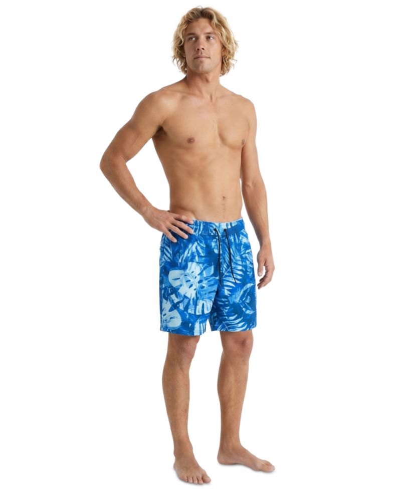 Men's Patchwork Palm Printed 7" Volley Swimsuit