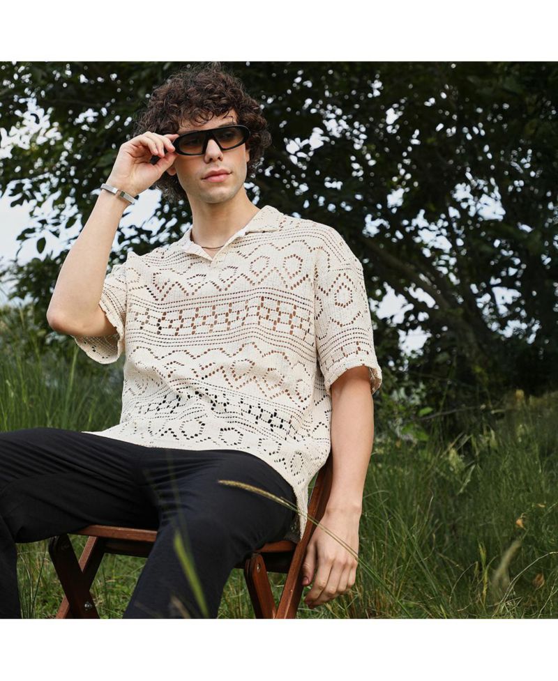 Men's Off-White Bohemian Oversized Polo T-Shirt