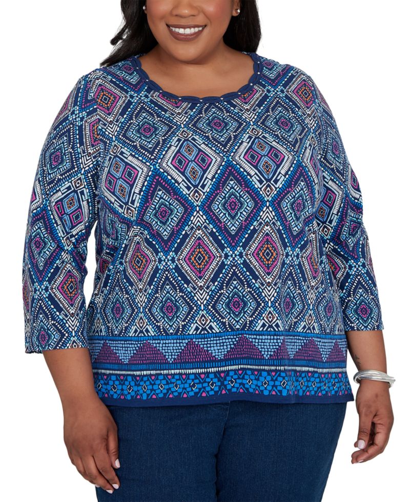 Plus Size Kaleidoscope Print Knit Top