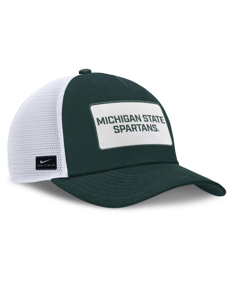 Men's Green/White Michigan State Spartans 2025 On-Field Rise Patch Trucker Adjustable Hat
