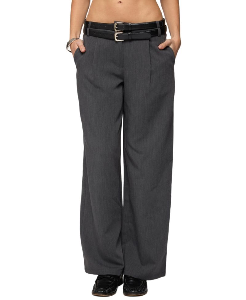 Women's Andy Double Belt Straight Leg Tailored Pants