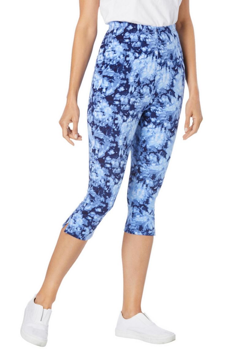 Women's Within Stretch-Cotton Knit Pull-On Printed Capri Leggings