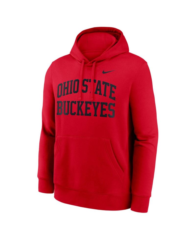 Men's Scarlet Ohio State Buckeyes Primetime Arched Club Fleece Pullover Hoodie