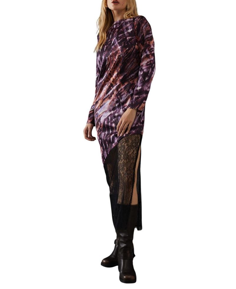 Women's Column Lace Panel Midi Dress