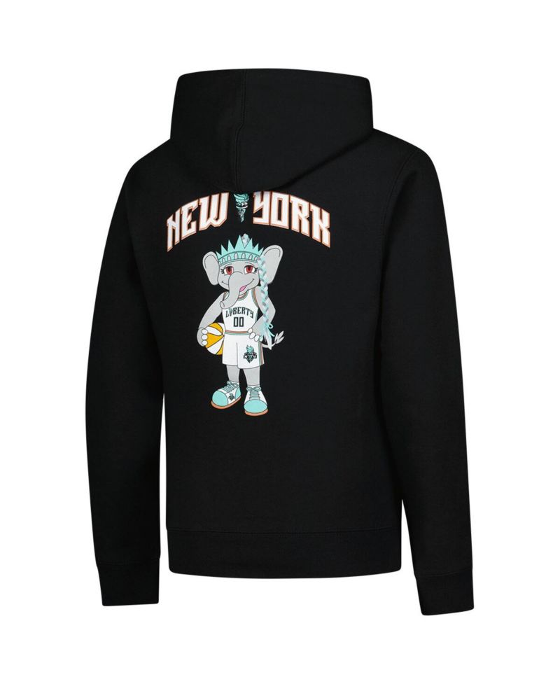 Big Boys and Girls Black New York Liberty Ellie Standing Mascot Hoodie