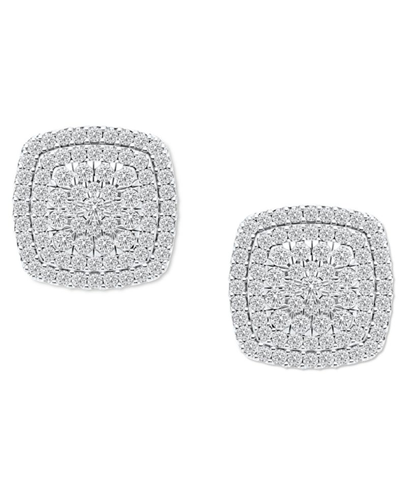 Diamond Square Cluster Stud Earrings (1/2 ct. t.w.) in Sterling Silver