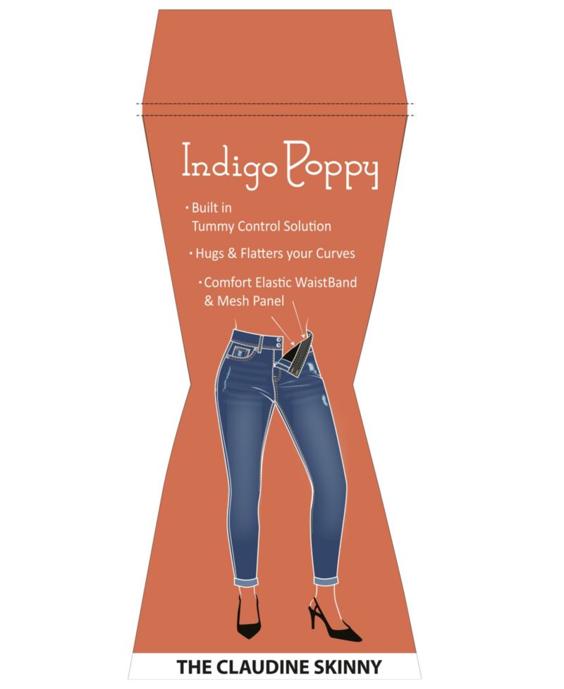 Women's Two Button Tummy Tuck High Rise Roll Cuff Skinny
