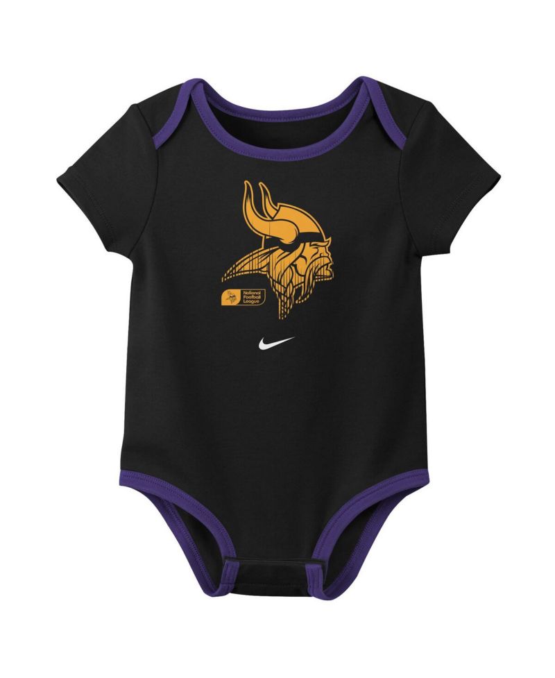 Baby Boys and Girls 3-Pack Justin Jefferson Minnesota Vikings Name & Number Bodysuit Set