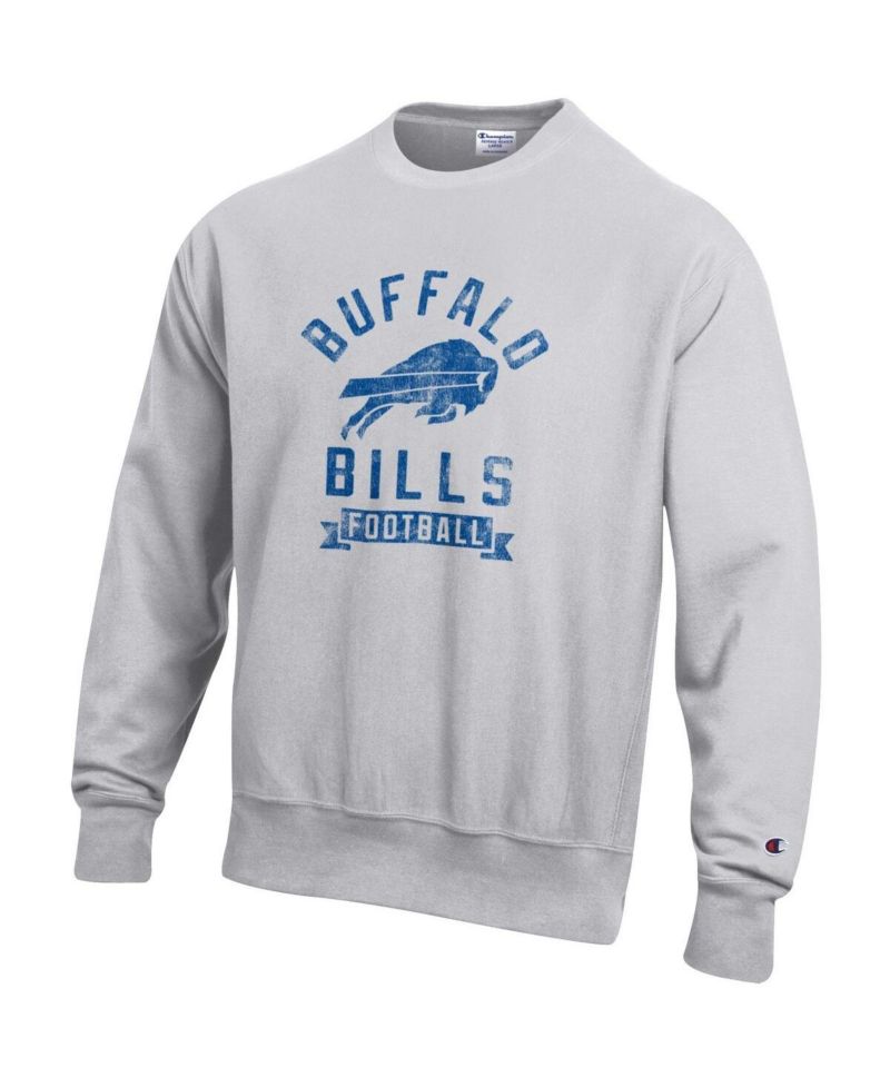 Men's Heather Gray Buffalo Bills Reverse Weave Fleece Pullover Sweatshirt