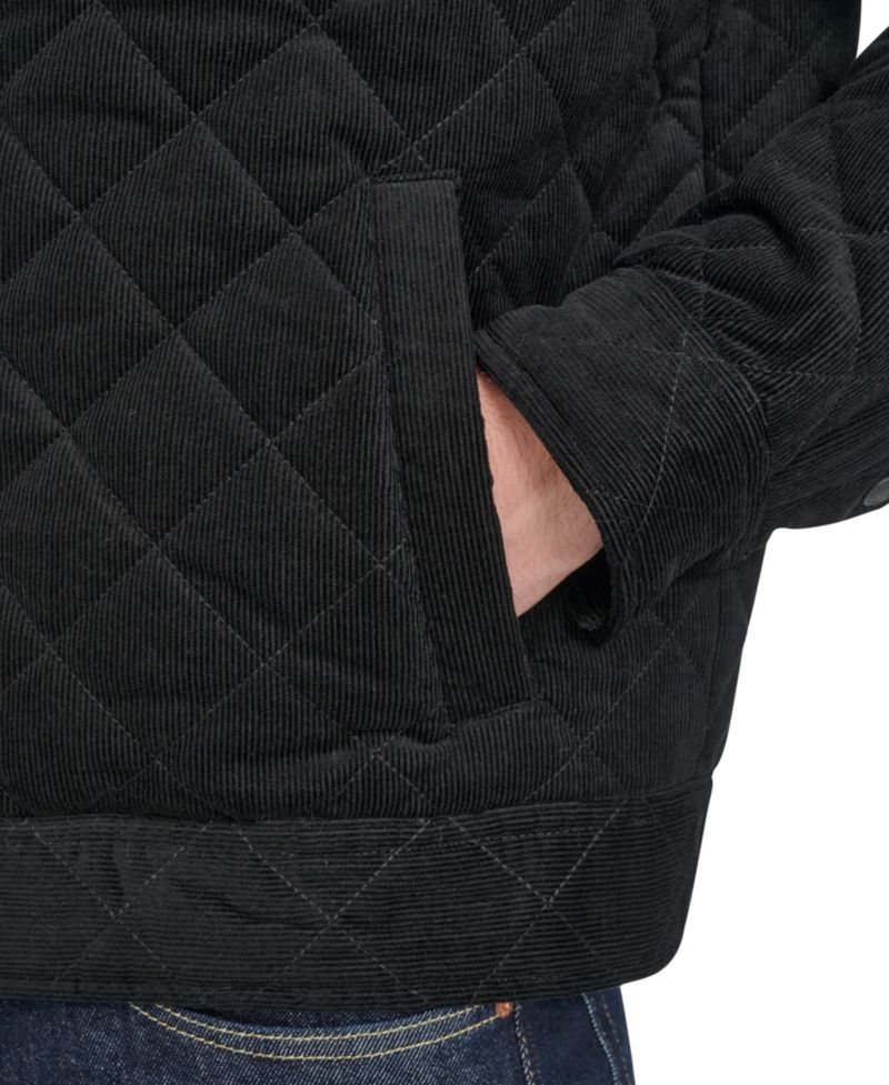 Men's Collared Quilted Button-Front Jacket
