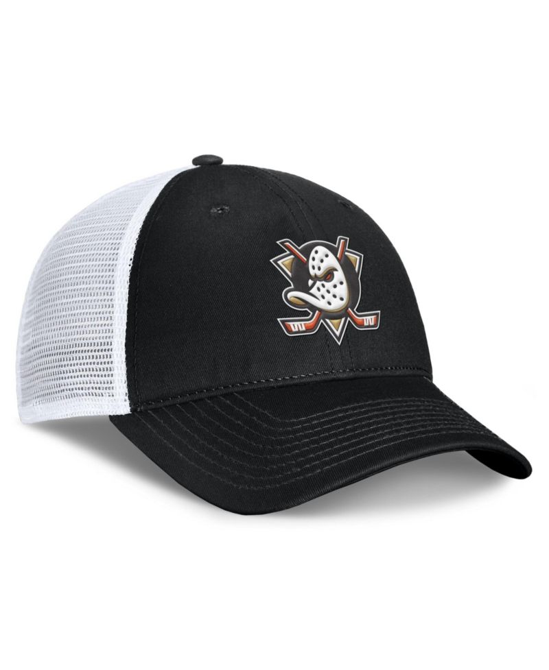 Men's Black/White Anaheim Ducks Core Primary Logo Trucker Adjustable Hat