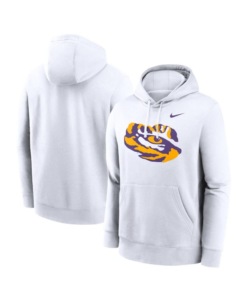 Men's White LSU Tigers Primetime Alternate Logo Club Fleece Pullover Hoodie