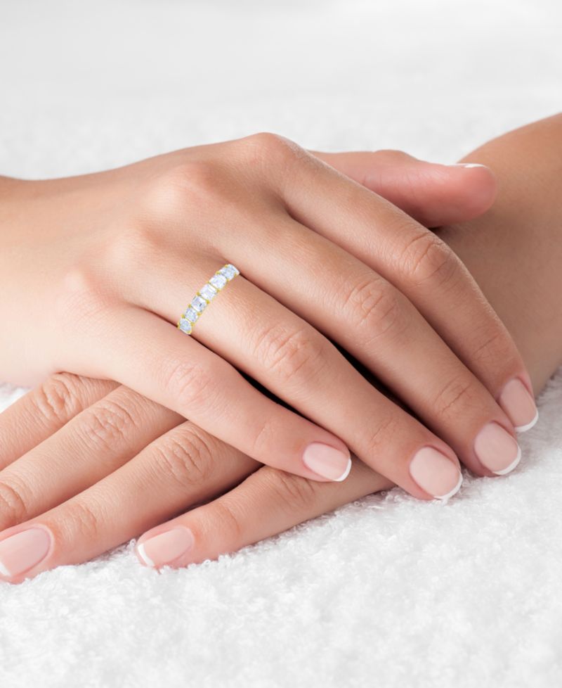 Cubic Zirconia Eternity Band in 14k Gold-Plated Sterling Silver